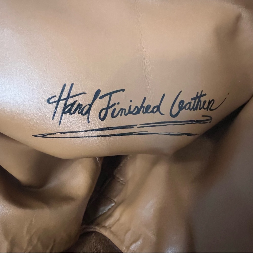 Brown Orange Cognac Genuine Leather Lug High Shaft Boots. Pre- Owned. - Picture 6 of 8